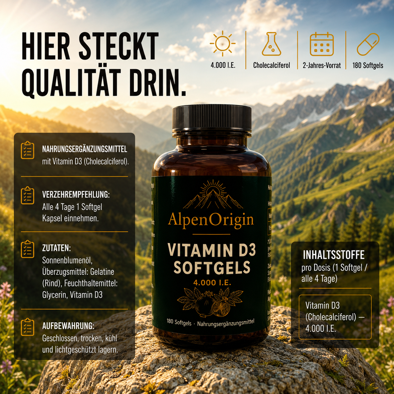 Vitamin D3 4.000 IE Softgels