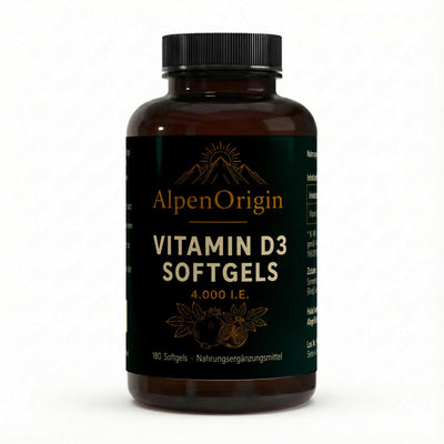 Eine Dose Vitamin D3 4.000 IE Softgels