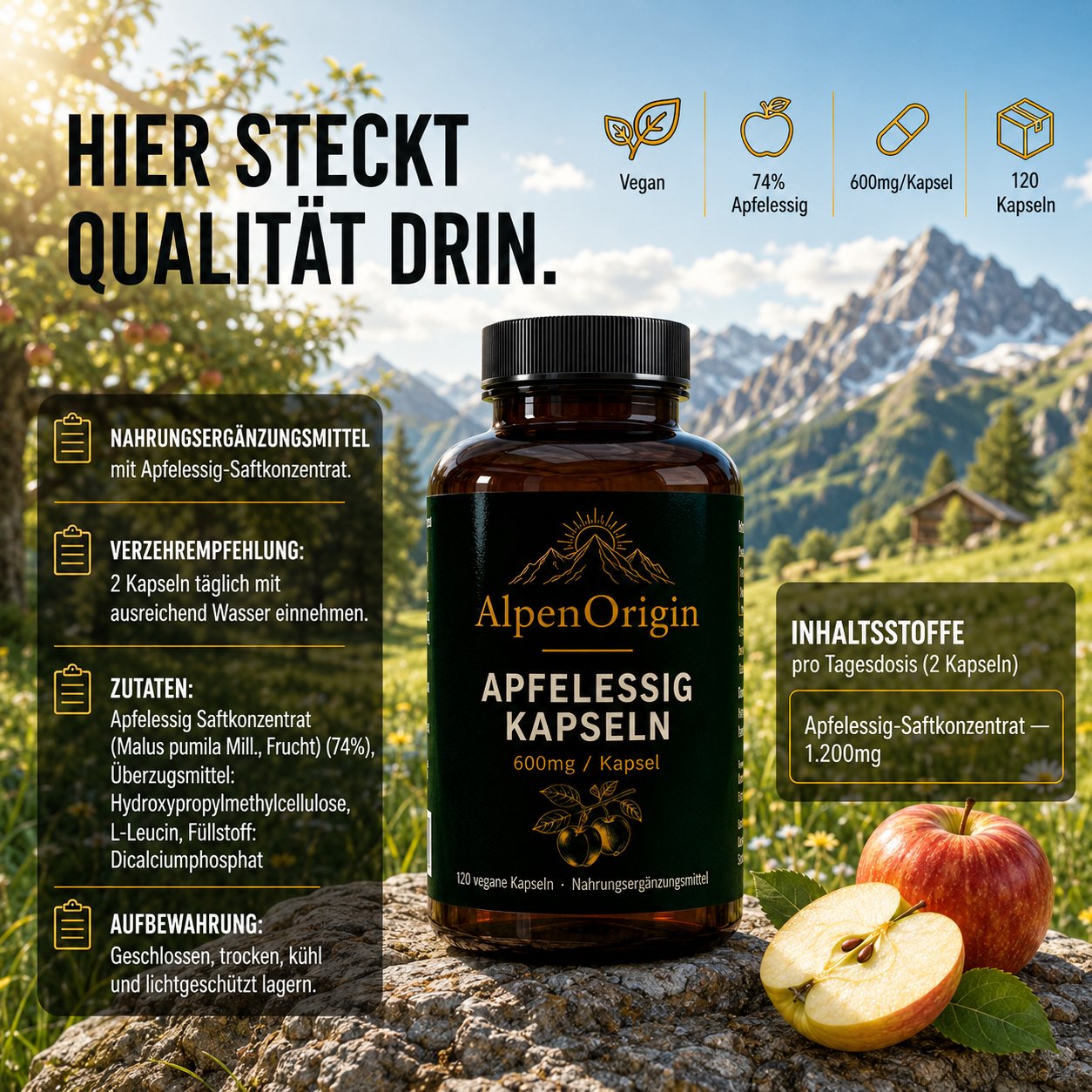 Apfelessig Extrakt vegane Kapseln