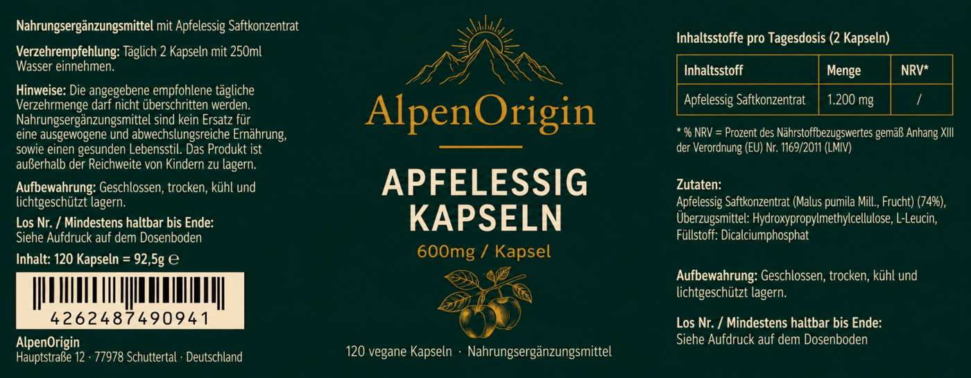Apfelessig Extrakt vegane Kapseln