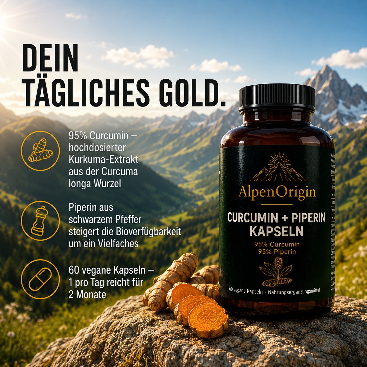 Curcuma Piperin vegane Kapseln