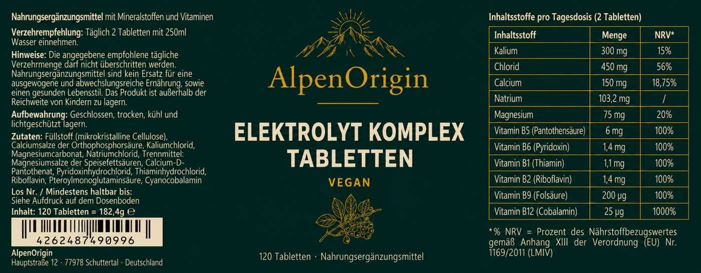 Elektrolyt Komplex vegane Tabletten