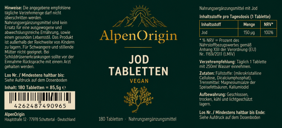 Jod vegane Tabletten