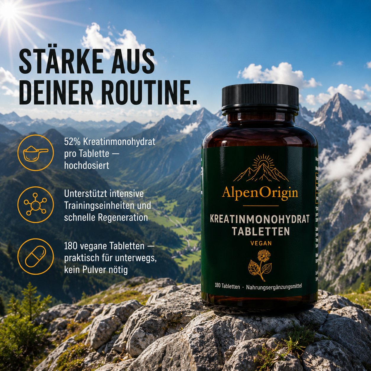 Kreatin Monohydrat vegane Tabletten