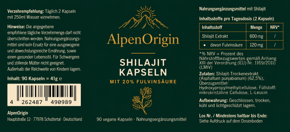 Shilajit vegane Kapseln