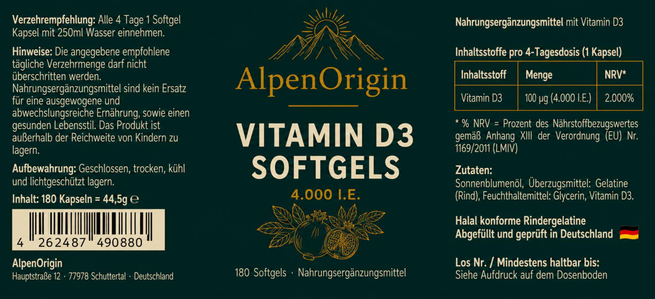 Vitamin D3 4.000 IE Softgels
